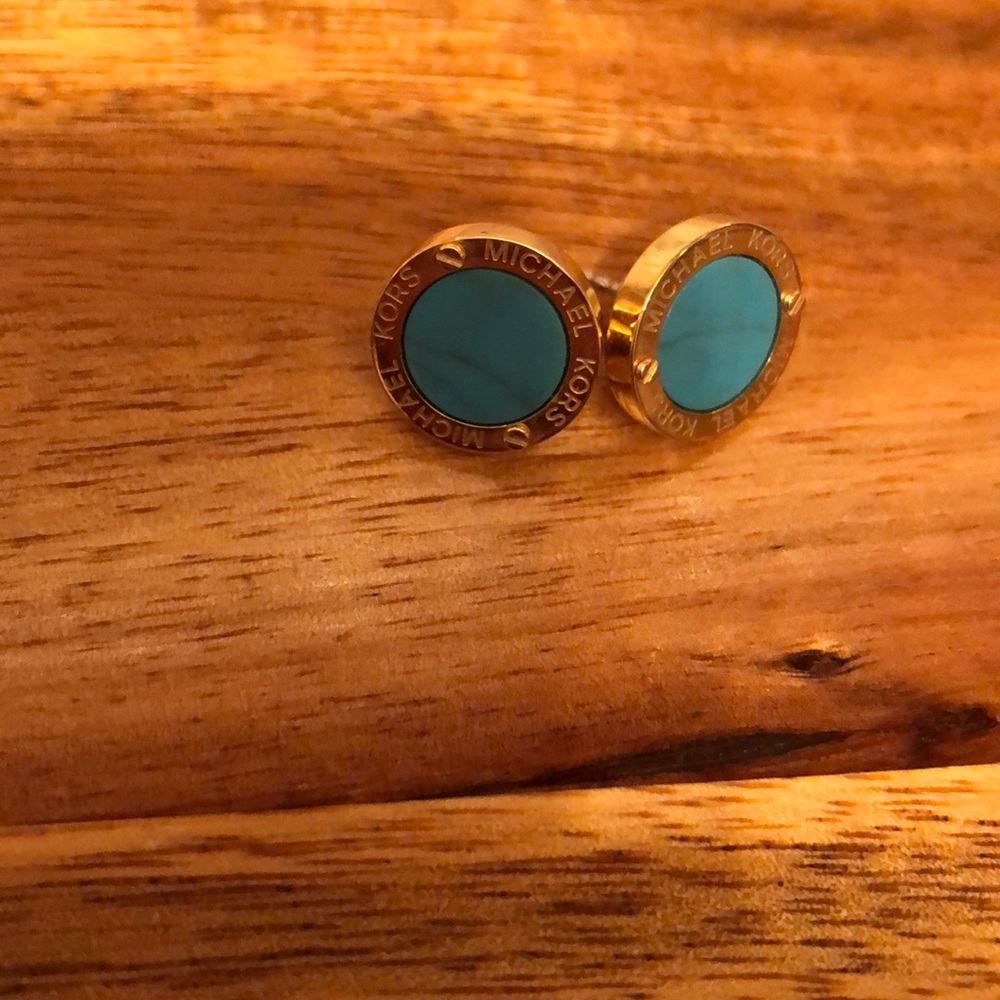Turquoise Michael Kors Gold Studs